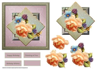 Summer Rose Card with Decoupage
