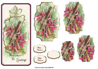 Musical Christmas Dl Card with Shaped Pyramid