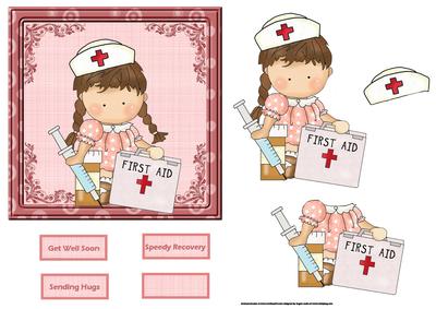 Nurse Sue Get Better Card with Decoupage