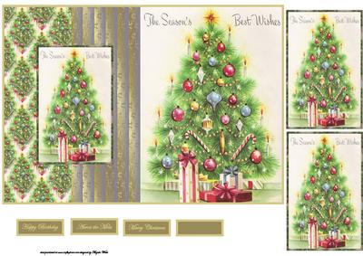Christmas Tree and Gifts Fold Back Card with Toppers