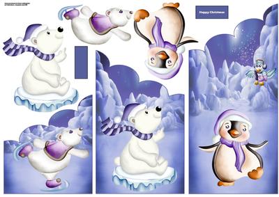 Polar Bear and Penguin Party Cascade Panel Card