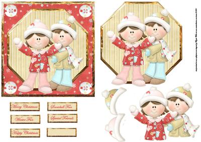 Winter Fun Card with Decoupage