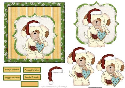 Christmas Puppy Card with Decoupage