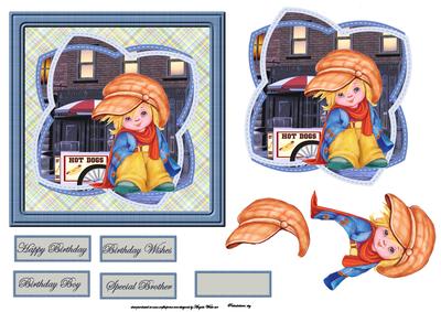 Boy About Town Card Front with Decoupage