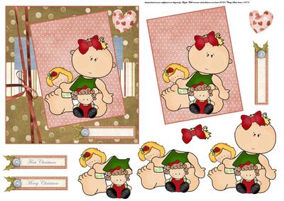 Baby Girl First Christmas Card, and Decoupage