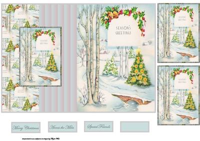 Country Lane at Christmas Fold Back Card