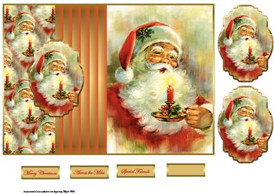 Traditional Santa Fold Back Card with Toppers