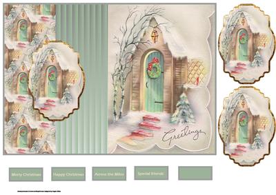Garland Wreath on the Door Fold Back Card