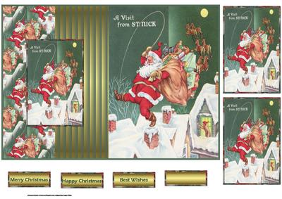 Santa on the Rooftops Fold Back Card