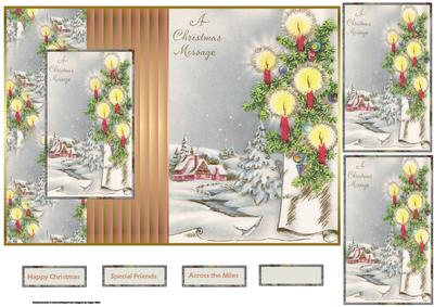 Vintage Christmas in the Snow Fold Back Card