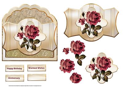 Ruby Rose Card with a Topper and Decoupage
