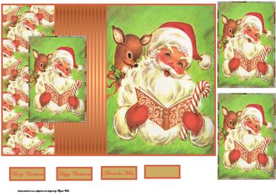 Santa and His Reindeer Fold Back Card with Toppers