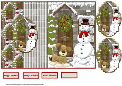 Snowman and Dog Fold Back Card with Toppers