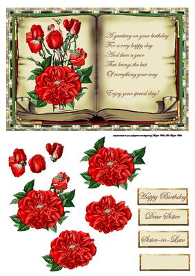 Book of Red Roses Card Front and Decoupage