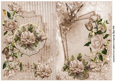 Cream Rose Fold Back Card
