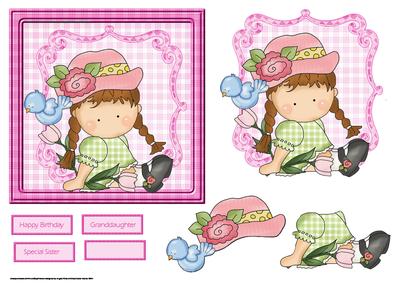Rosie with Her Blue Bird Friend Card