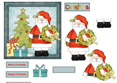 Santa and His Tree Card with Decoupage