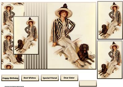 Lady with Her Dog Fold Back Card and Toppers