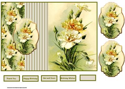 Carnation Fold Back Card with Toppers
