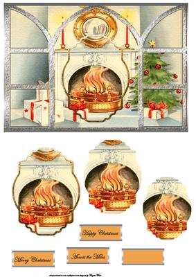 A Roaring Fire at Christmas Window Card
