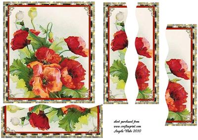 Poppy and Rinestones Wavy Card Front