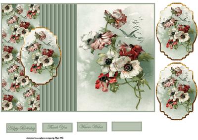 Anemonies Fold Back Card with Toppers