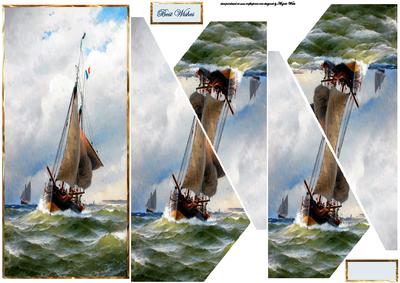 Fishing Boats Dl Card with Triangle Stackers