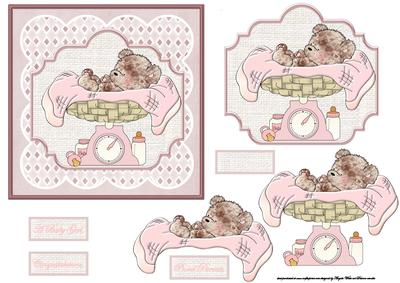Baby Girl Weigh in with Scales Card