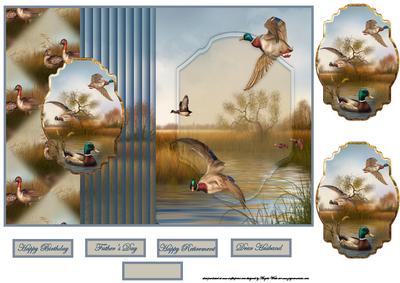 Mallards Fold Back Card with Toppers
