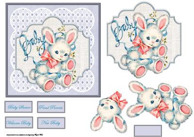 Baby Shower Card with a Topper and Decoupage