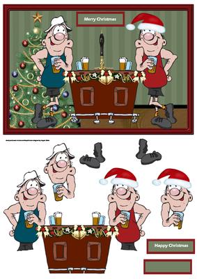 Christmas at the Pub Card with Decoupage