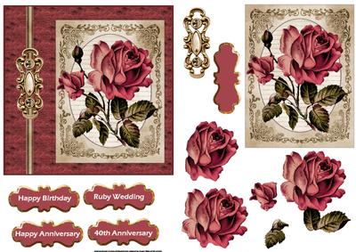 Anniversary Vintage Rose Card with a Topper
