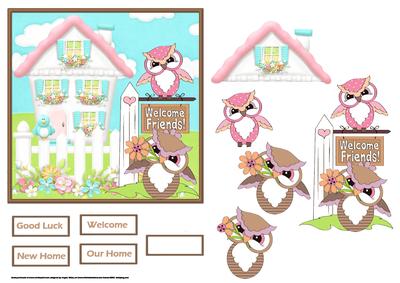 Owls New Home Card and Decoupage