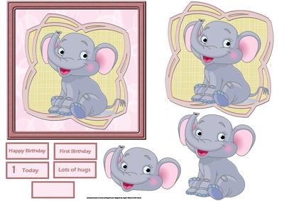Birthday Elephant Card with Topper