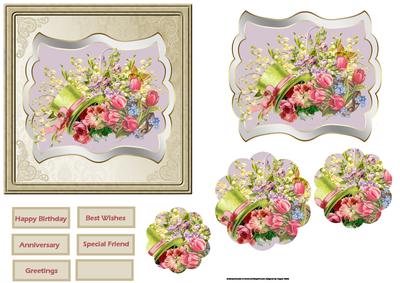 Vintage Flowers Card Front with a Topper