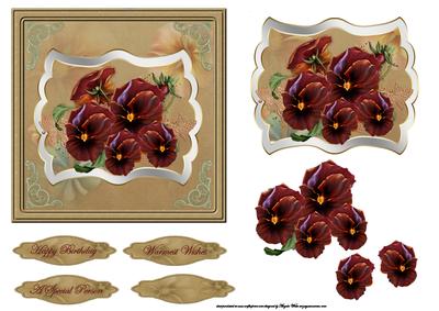 Rich Orange Pansy Card with Topper