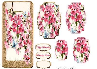Cherry Blossom Dl Card with Shaped Layers