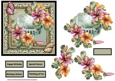 Floral Fantasy Reflections Card Front and Decoupage