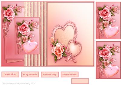 Romance Rose and Hearts Fold Back Card
