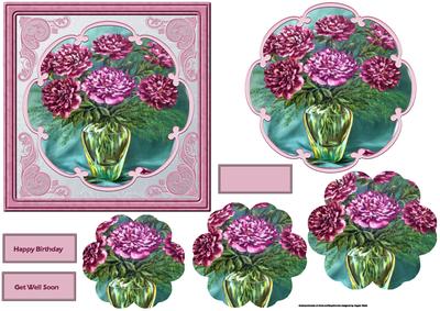 Vase of Purple Flowers Card with Petal Stackers