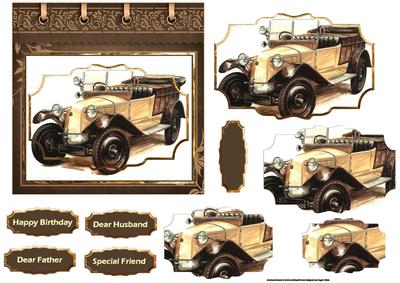 Open Top Vintage Car Card with Layers