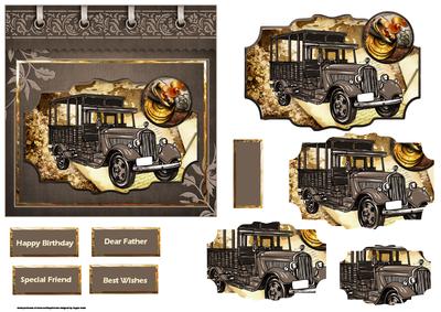 Viintage Delivery Van Card with Shaped Layer