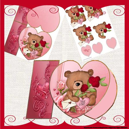Teddy Bear Rose's Heart Card Mini Kit