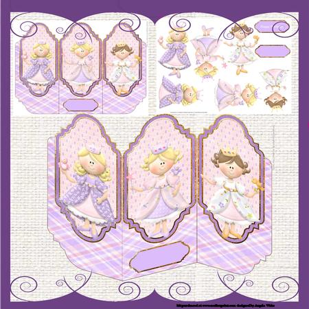 Three Princess Tri Fold Card with Decoupage