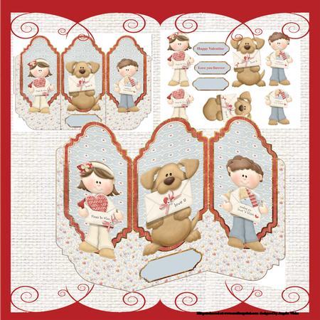 Dog Valentine Tri Fold Card Mini Kit