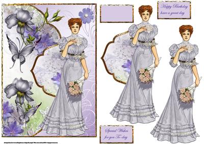 Lady and Flowers Mock Envelope Card