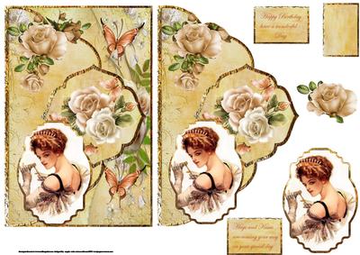 Vintage Lady Mock Envelope Card