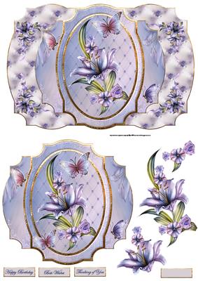 Winter Lilies Card with Decoupage