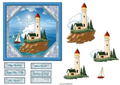 Lighthouse Island Card with Decoupage