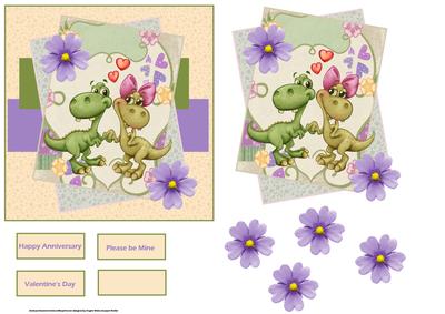 Jurasic Love Dinos Card with Decoupage